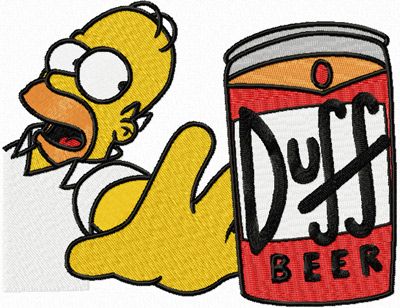 Homer with beer machine embroidery design