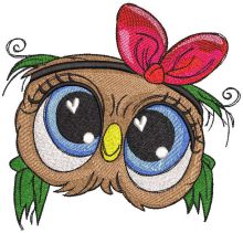 Owl love in her eyes embroidery design