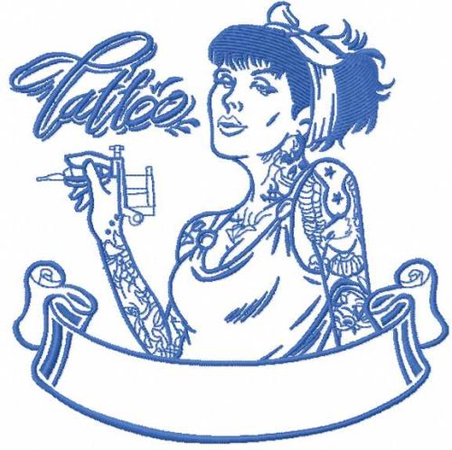 Tattoo cool girl embroidery design