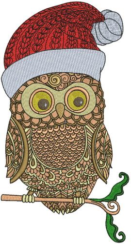 Christmas owl machine embroidery design