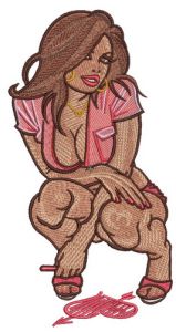 Sexy brunette embroidery design