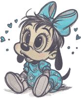 Goofy baby girl sitting embroidery design