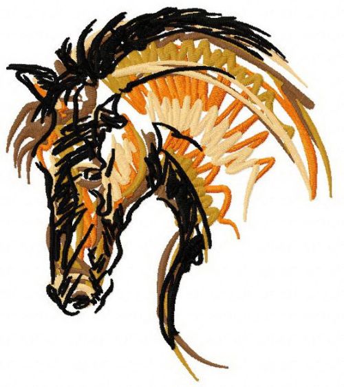 Horse mascot machine embroidery design