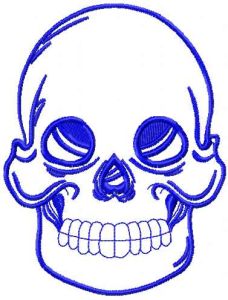 Blue skull embroidery design