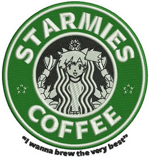 Starmies coffee machine embroidery design