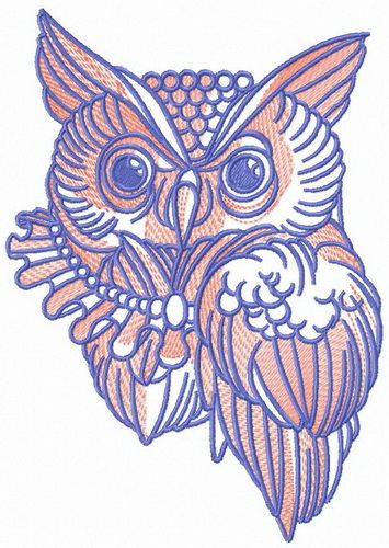 Owl with necklace machine embroidery design