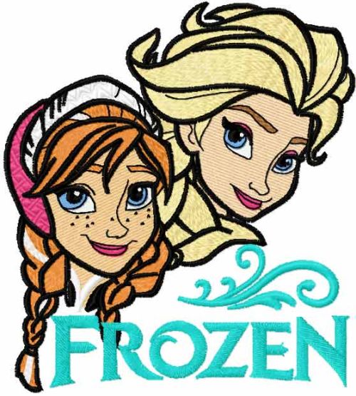 Anna and Elsa embroidery design 15