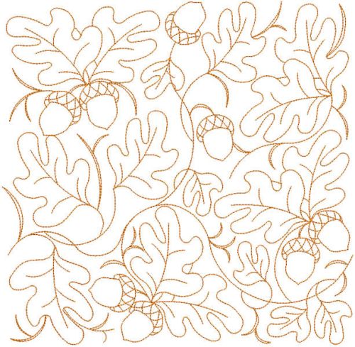 Acorn leaves quilting embroidery design