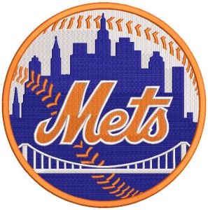 Mets baseball team logo embroidery design