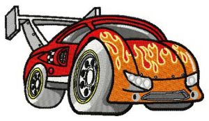 Hot rod racing car embroidery design