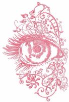 Pink flowers eye embroidery design
