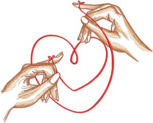 Red string of fate embroidery design
