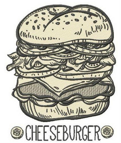 Cheeseburger machine embroidery design