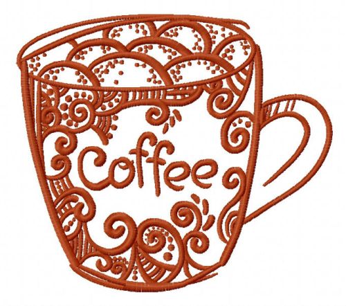 Decorated coffee cup 2 machine embroidery design