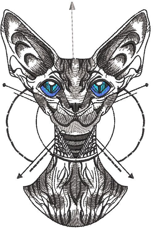 Graceful peterbald machine embroidery design