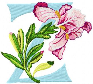 Iris Letter Z machine embroidery design
