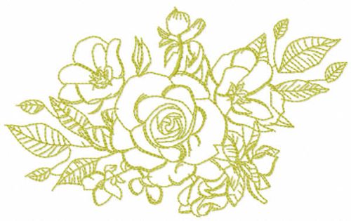 Green Roses bouquet embroidery design