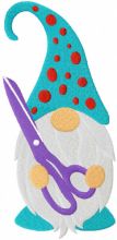 Sewing gnome with scissors