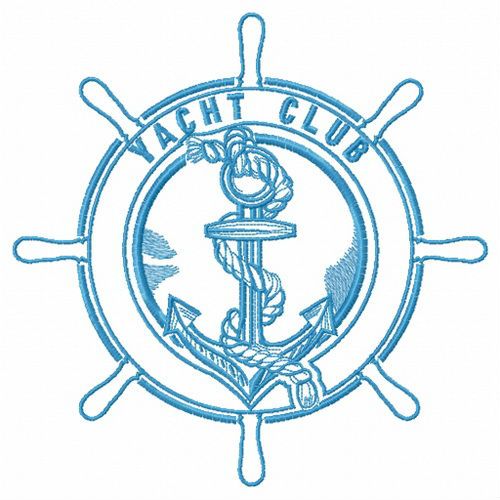 Ship's wheel and anchor machine embroidery design