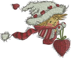 Flying Christmas baby embroidery design