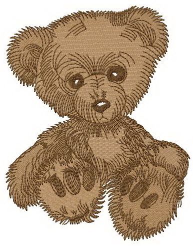 Old plush bear machine embroidery design