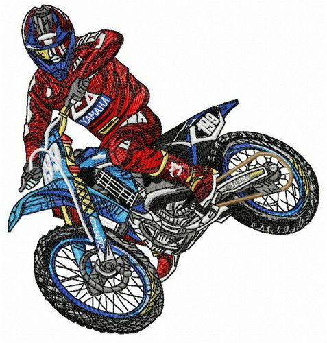 Motorcycle racer machine embroidery design