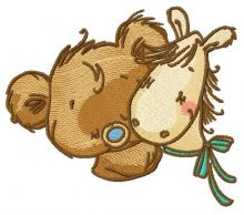 Tiny bear with pony toy 3 embroidery design