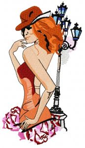 Girl in cowboy hat embroidery design