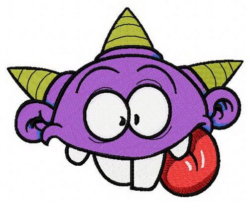 Purple horny monster machine embroidery design      