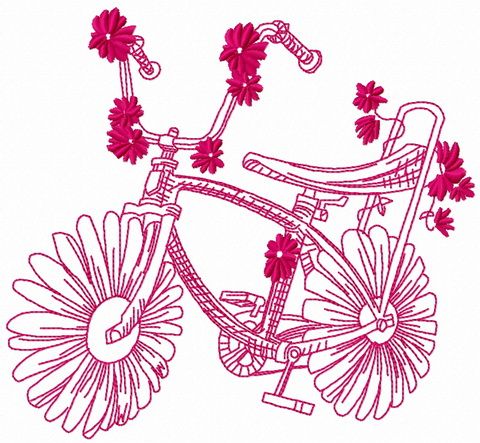 Chamomile bicycle 2 machine embroidery design