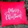 Red cushion with Merry Christmas embroidery design
