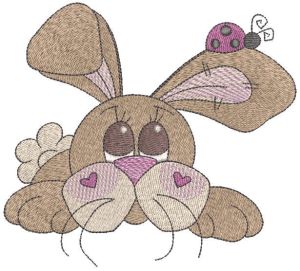 Rabbit in a flower meadow embroidery design