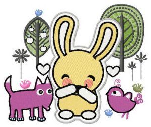 Bunny laughs embroidery design