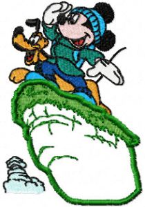 Mickey Mouse and Pluto embroidery design