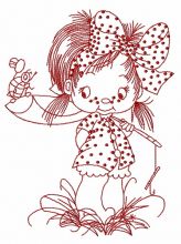 Cute little fisher girl 3 embroidery design
