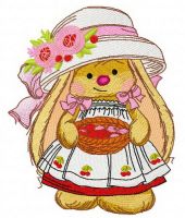 Bunny Mi with basket 2 embroidery design