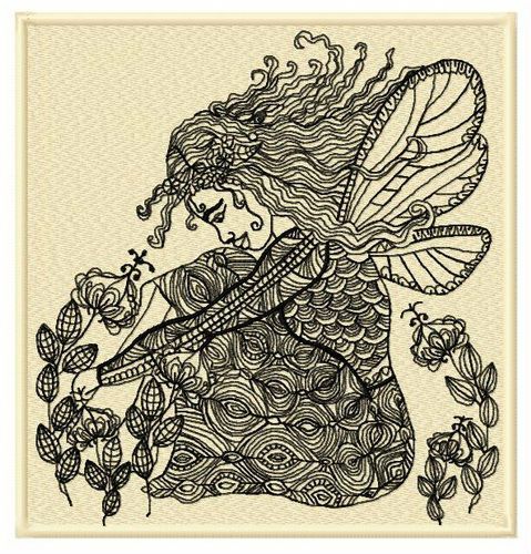 Upset fairy machine embroidery design