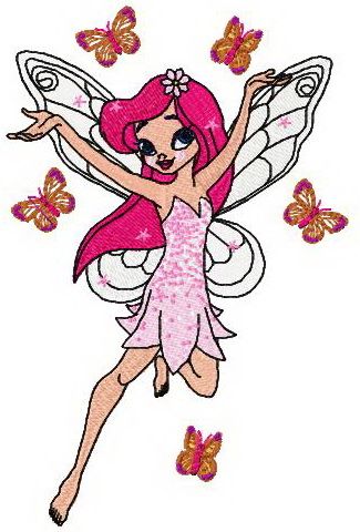 Young butterfly fairy 2 machine embroidery design