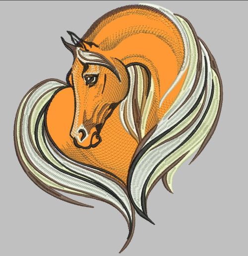 Horse heart free embroidery design