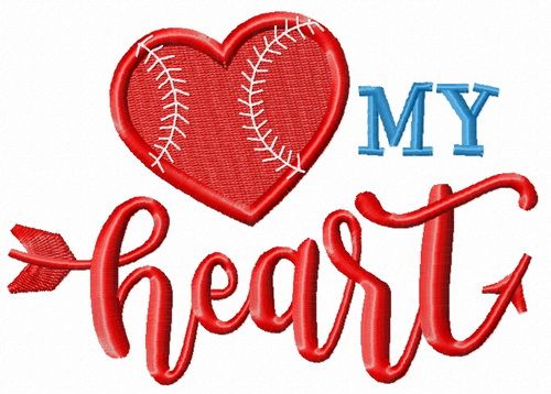 My baseball heart machine embroidery design