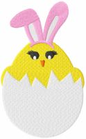 Diseño de bordado gratuito de pollo con orejas de conejo.
