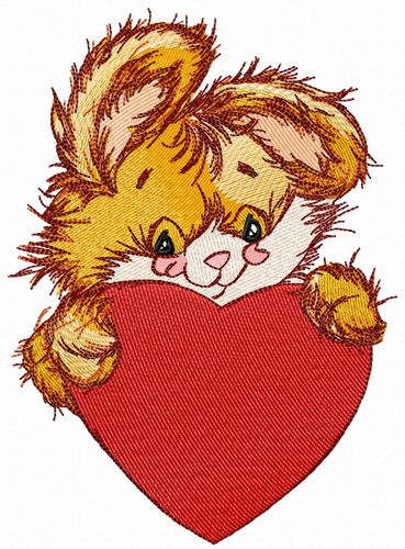 Bunny with big heart machine embroidery design