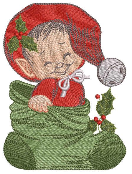 Christmas baby elf embroidery design