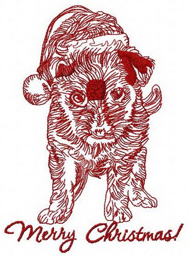 Merry Christmas puppy machine embroidery design