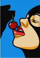 Catwoman like cherry embroidery design
