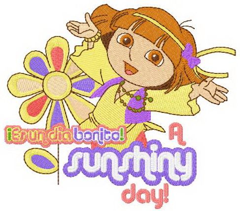 Dora sunshiny day machine embroidery design