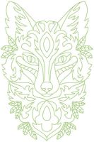 Wolf muzzle forest style free embroidery design