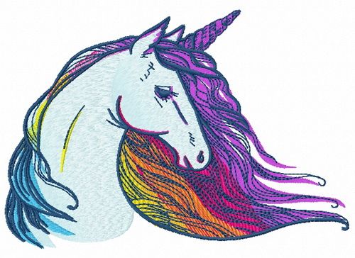 Rainbow unicorn 2 machine embroidery design      
