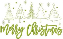Merry Christmas trees panel embroidery design