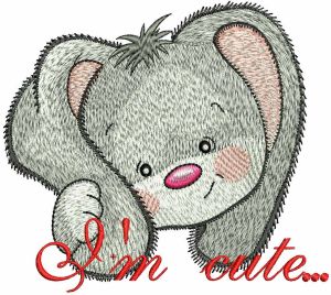 I'm cute bunny embroidery design